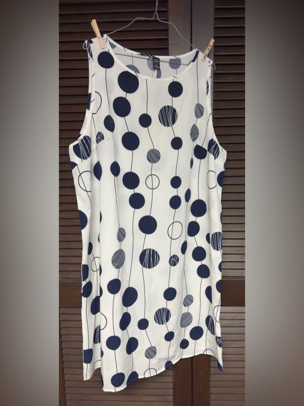 Emery Rose White/Navy Blue Polka Dot Summer Dress. 3x